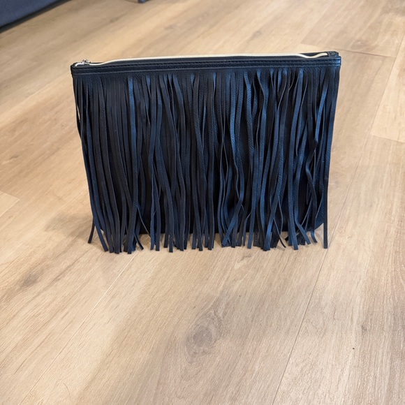 LIKE NEW - Bergdorf Goodman Leather Fringe Evening Clutch Bag - Picture 5 of 10